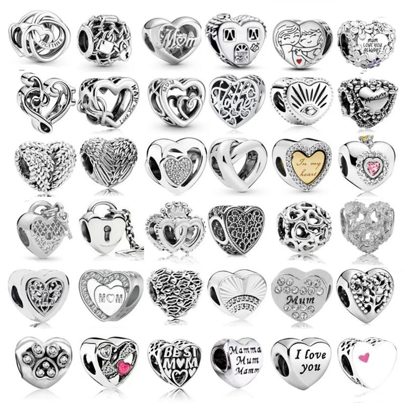 

Silver Plated Heart Shaped Mom Tree Music Charms Beads Fit Handmade Pandora Bracelets Necklaces for Women Men Jewelry