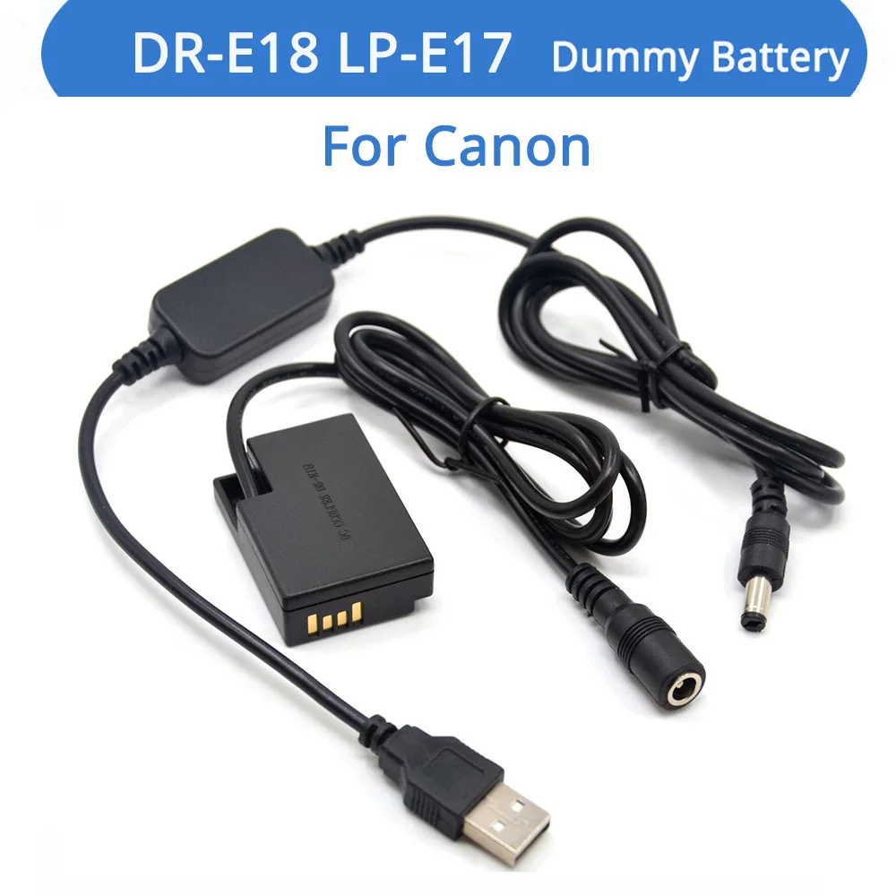 

LP-E17 Dummy Battery ACK-E18 Charger Power Bank 5V USB Cable For Canon EOS 750D Kiss X8i T6i 760D T6S 77D 800D 200D Rebel SL2