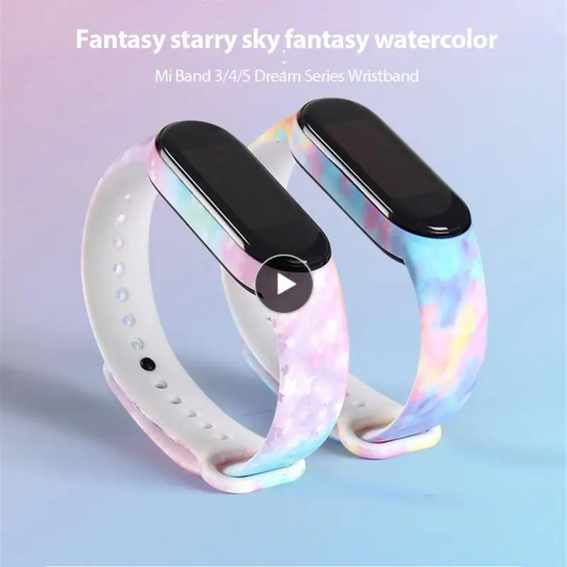

Dream Series Wrist Band Printed Watercolor Fashion Strap Tpu Watch Strap For Mi Band 6/5