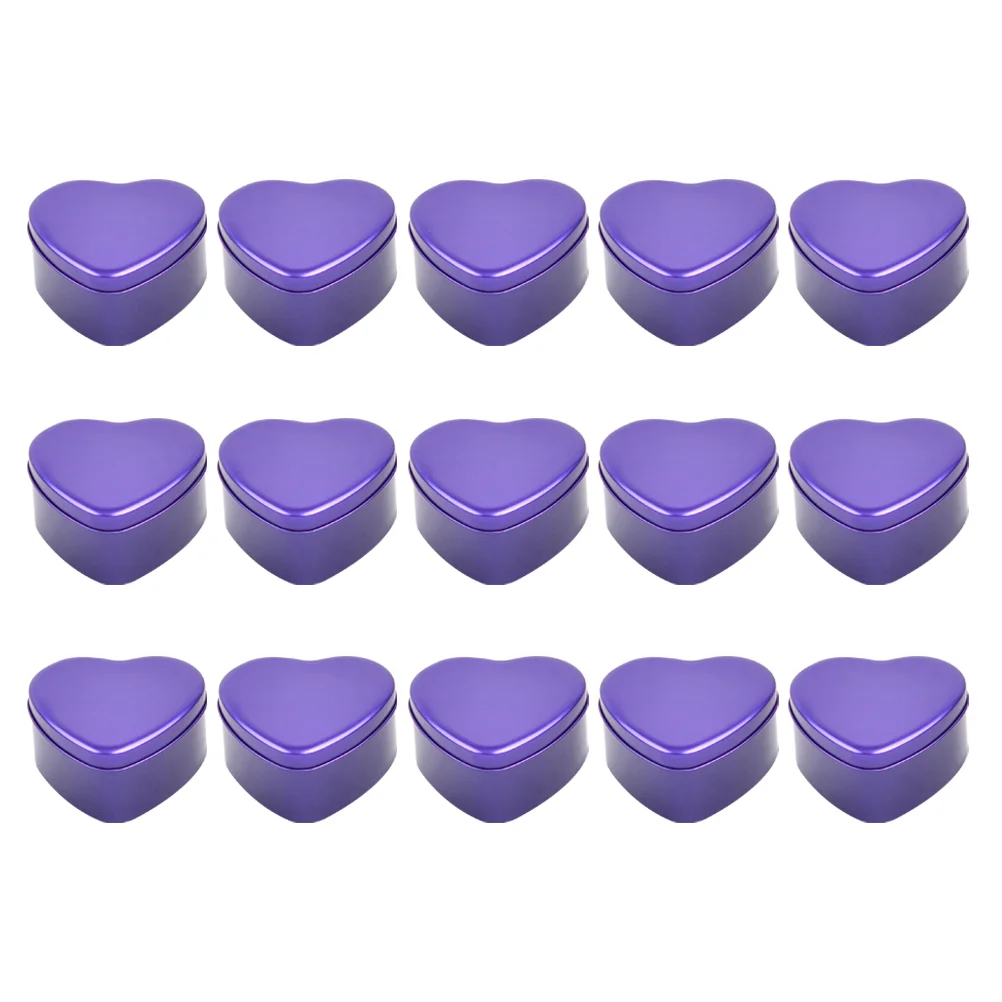 

15pcs Heart Shaped Candy Box Creative Biscuits Box Portable Fashion Candy Case Storage Box for Party Wedding (Puple)