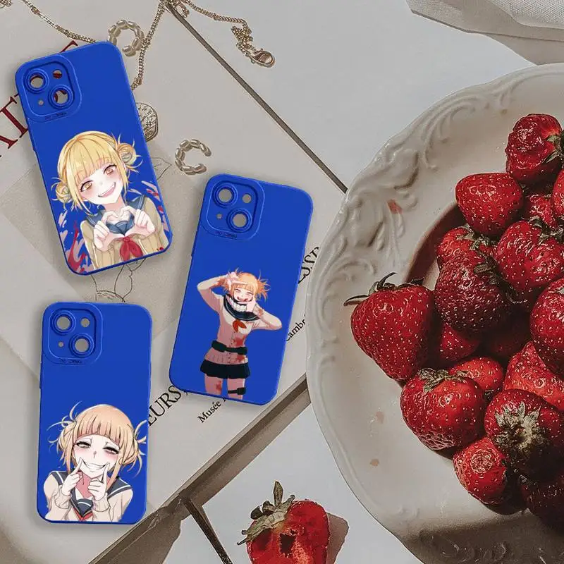 

Himiko Toga My hero academia Phone Case For iPhone 13 12 11 Pro MAX Mini X XS XR 7 8 Plus Liquid Silicone Klein Blue