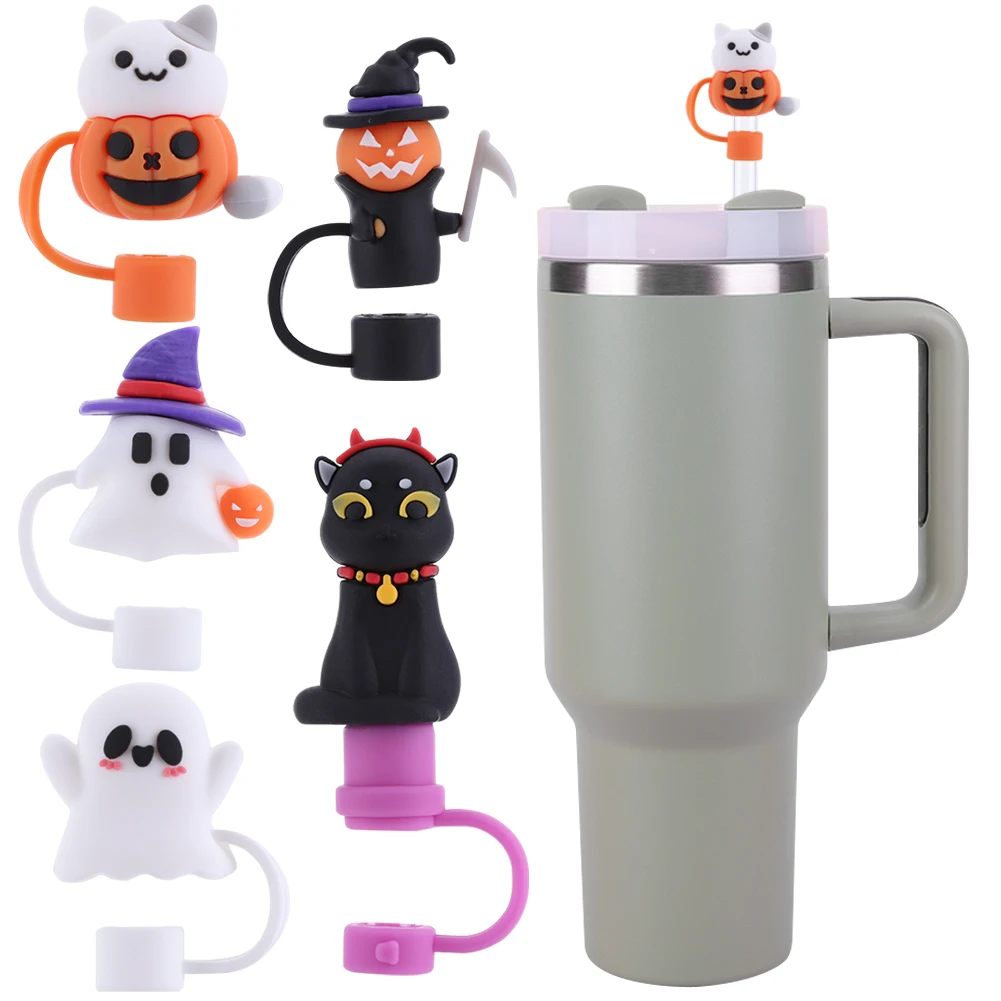 5-1 Шт. Милые Соломенные Чехлы Для Хэллоуина Подходят Чашек И Подставок На 30 40