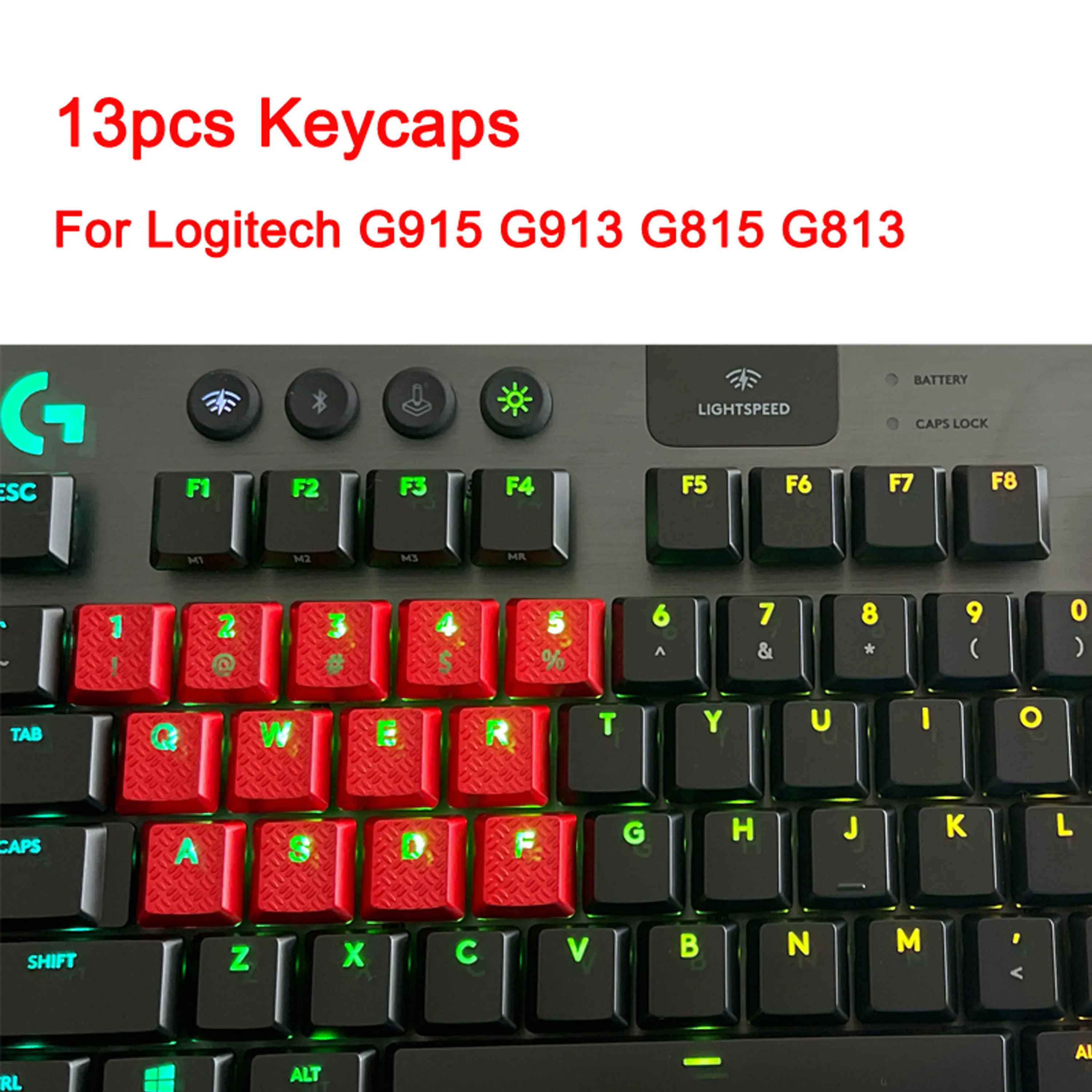 

13pcs Replacement Keycap Kit Texture Tactility Backlit Keycaps for Logitech G813 G815 G913 G915 TKL RGB Mechanical Keyboard