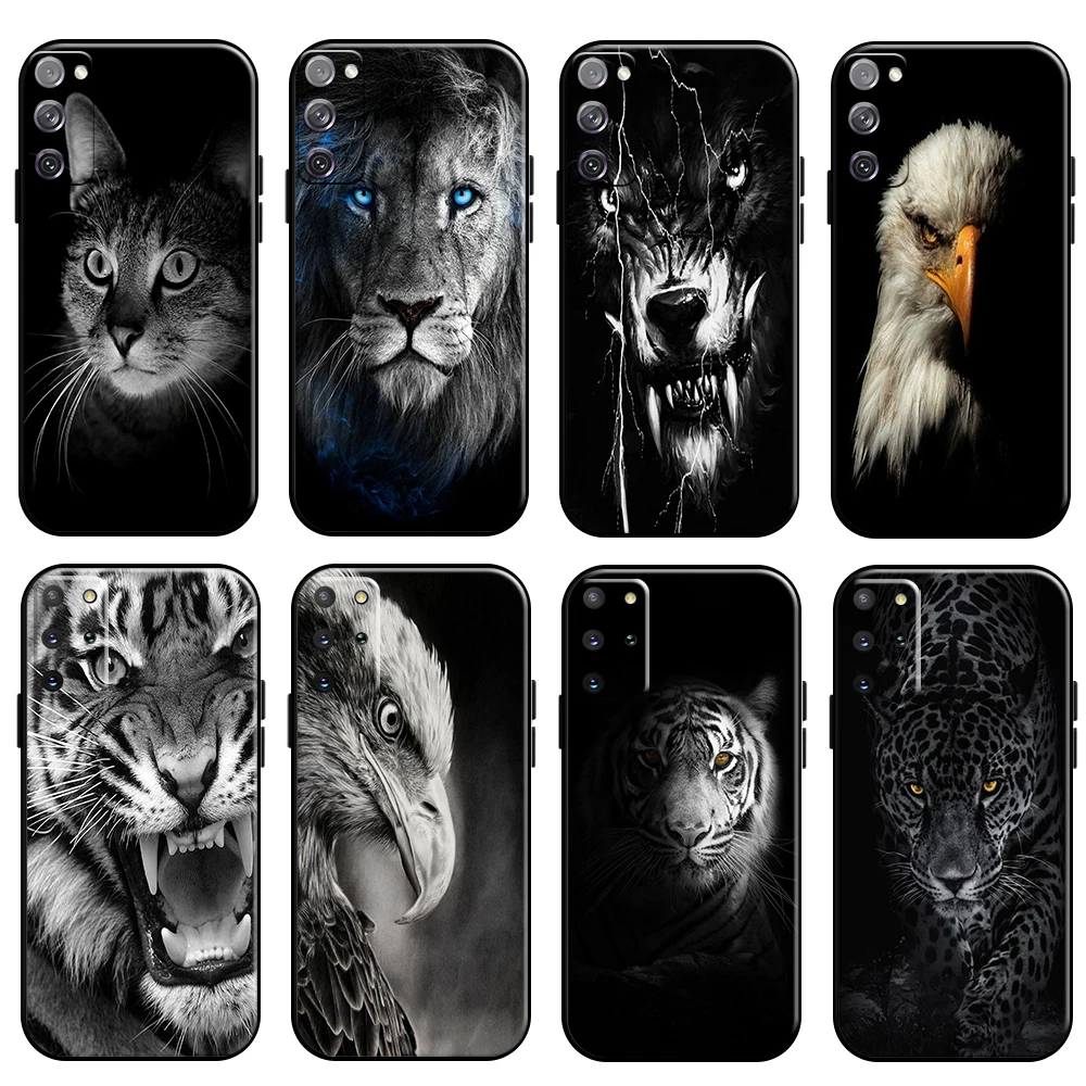 

Lion Tiger Eagle Dog Cat Wolf Phone Case For Samsung Galaxy S22 S21 S20 Ultra FE 5G S10 10E S9 Plus Lite Black Silicone Cover