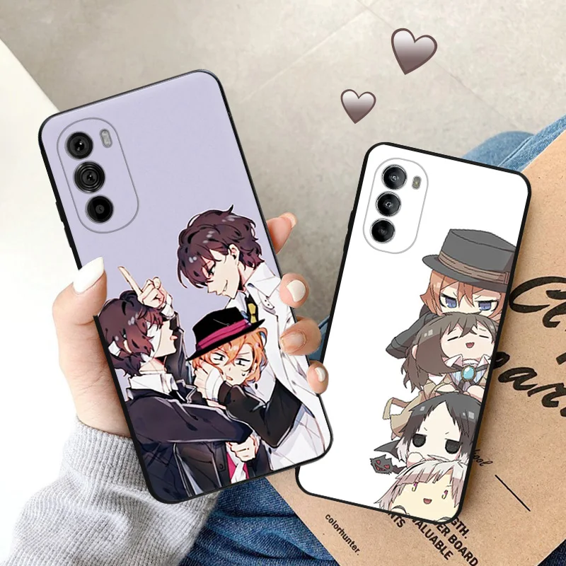 Силиконовый черный чехол для телефона Motorola G72 G53 G73 G9 G50 G51 G60 G71 G22 G32 G52 Bungou Stray Dogs Moto