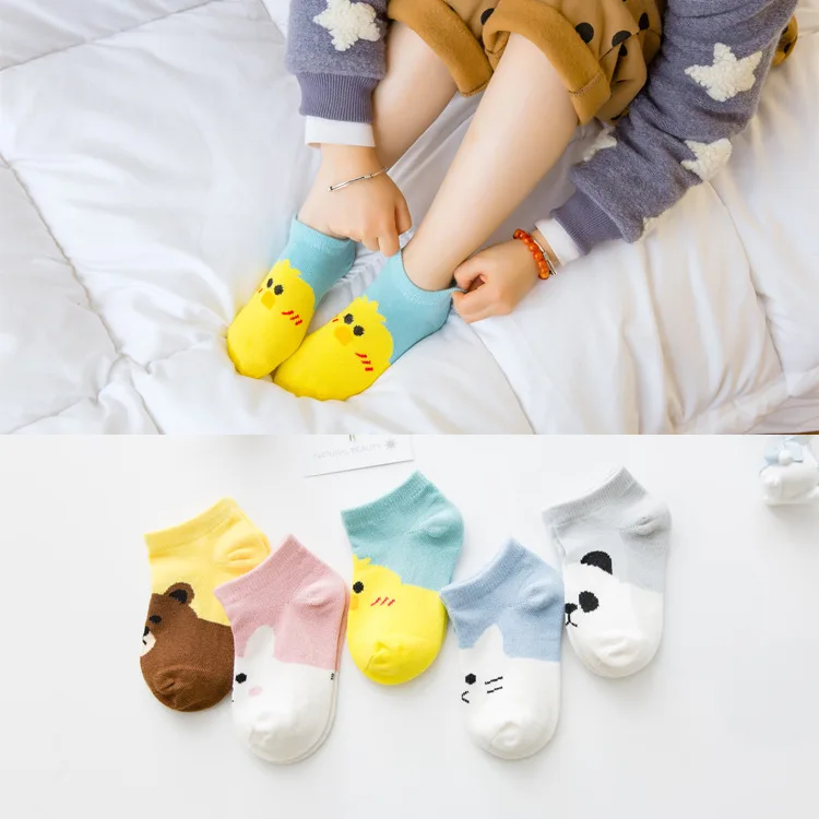 

5Pairs/Lot Children's Socks Spring Summer Cotton Socks Girls Short Sox 1-12 Years Old Heart Kids Boy Breathable Socks Floor Sock