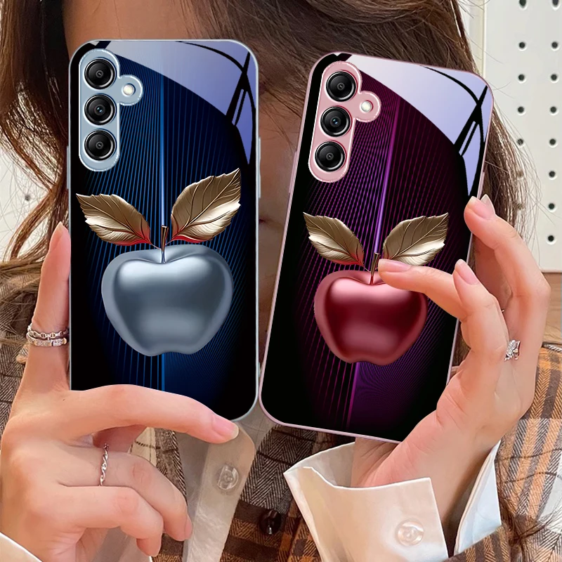 Фото Чехол для телефона Samsung Galaxy A14 4G 20 30 52 20S 21S 22 32 33 34 42 50 51 53 54 70 71 72 73 5G из стекла с градиентным полосатым дизайном, цвет яблочная роза №2