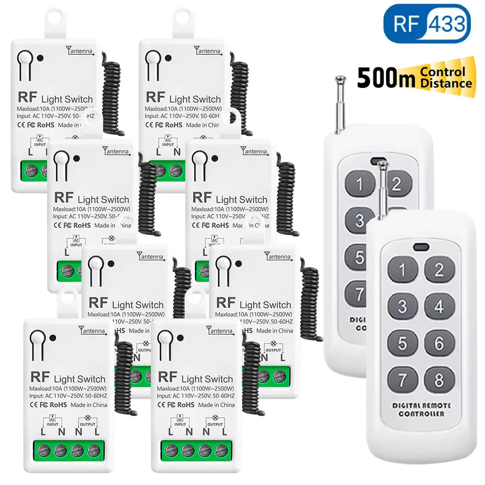 

Tedeligo RF 433 МГц AC110V 120V 220V 240V Выключатель света Беспроводной пульт дистанционного управления дальнего действия для домашнего светодиодного вентилятора ВКЛ ВЫКЛ лампы