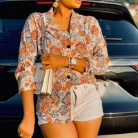oversized printed shirt african ladies casual tops womens fashion loose casual retro single breasted summer long sleeved tops
