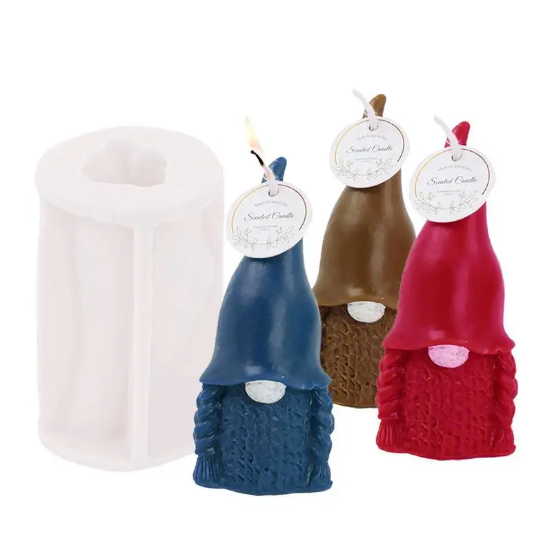 

Gnome Candle Mold Cute Christmas Molds Flexible Gnome Mold 3D Candle Mold High Temperature Resistant DIY Accessories Silicone