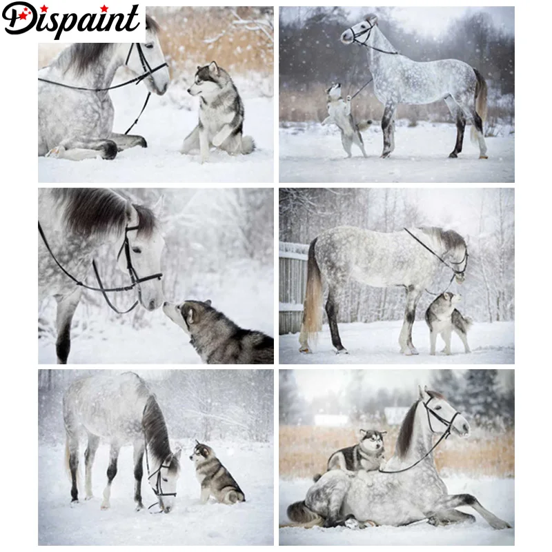 

Dispaint 5D Алмазный Узор страз алмазная живопись «сделай сам», вышивка крестиком «животное, лошадь», алмазная вышивка