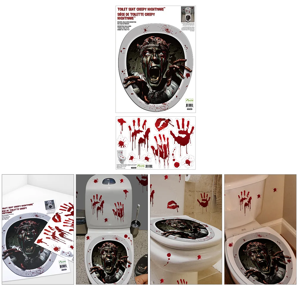 Хэллоуин кричащий зомби наклейка на унитаз сиденье Топпер украшения подарок
