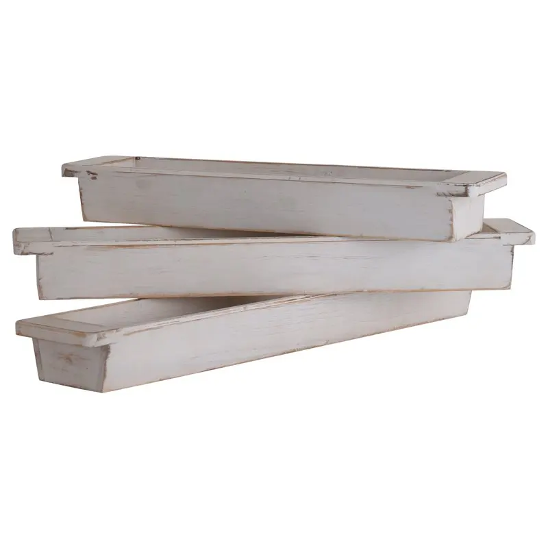 

Wooden Trays - White Wash Wood - Set of 3