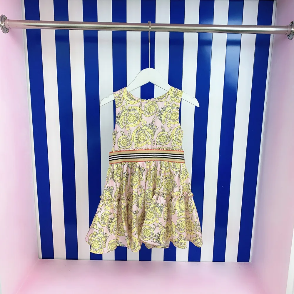 

Brand Quality 2022 Summer Fashion Designer Baby Girl Sleeveless Dress Letter Printed Lovely Princess Girls Party Dress