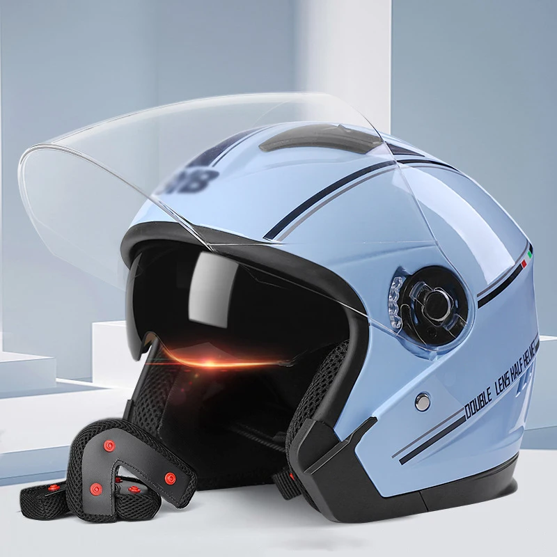 

Helmet for Adult Abs Plastic Shatterproof Anti-Fog Dual Lens Breathable Helmet with Removable Ear Pads Cycling Equipment