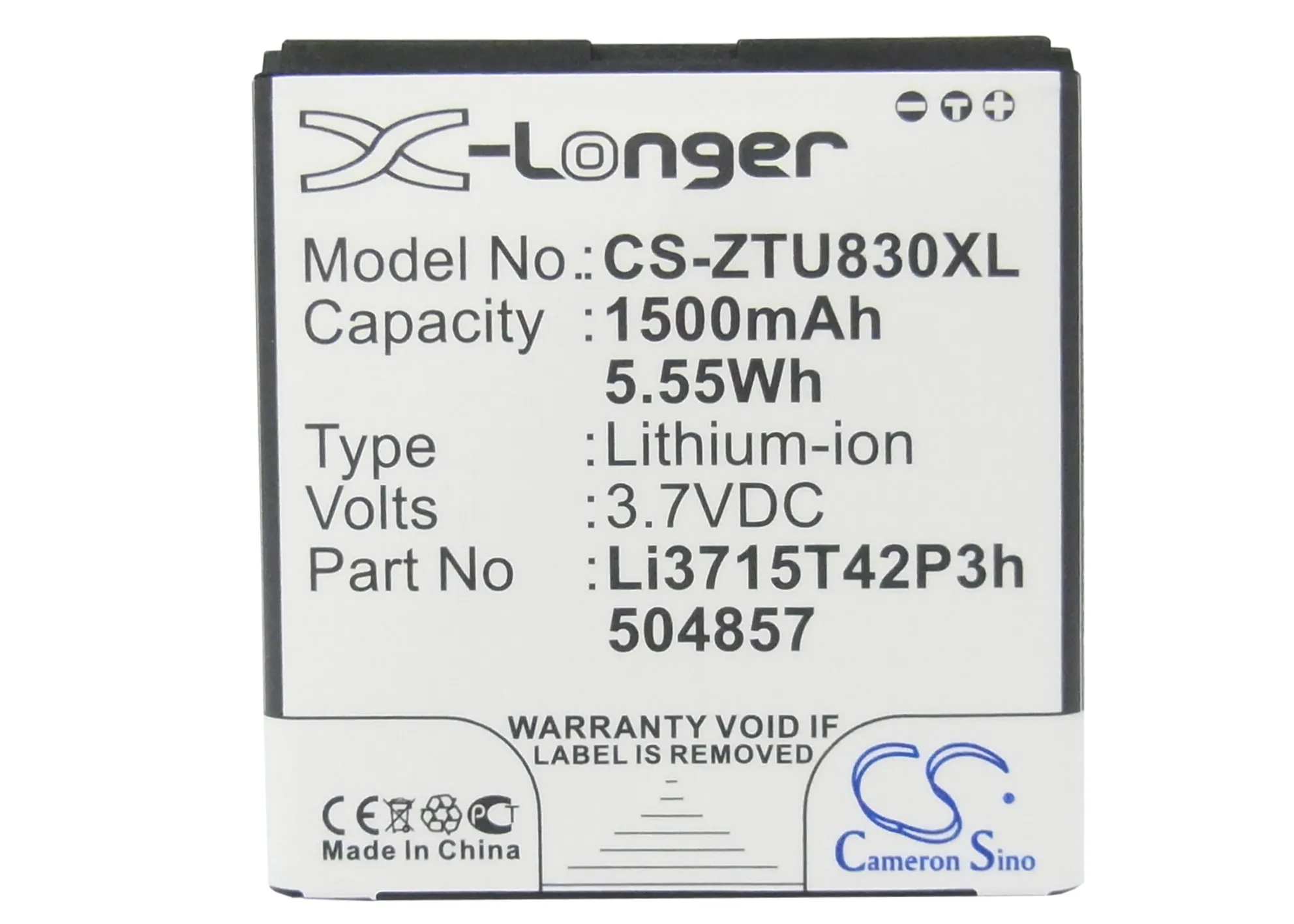 

Высококачественный аккумулятор Cameron Sino Li3715T42P3h504857 для ZTE Concord V768,N788,Z992,U788,U812,U830,U880S,V788D, V882,Z768G,Z993