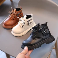 baby and toddler boots 2022 autumn winter kids casual simple ankle high top pocket boots for boy and girls warm cotton platform