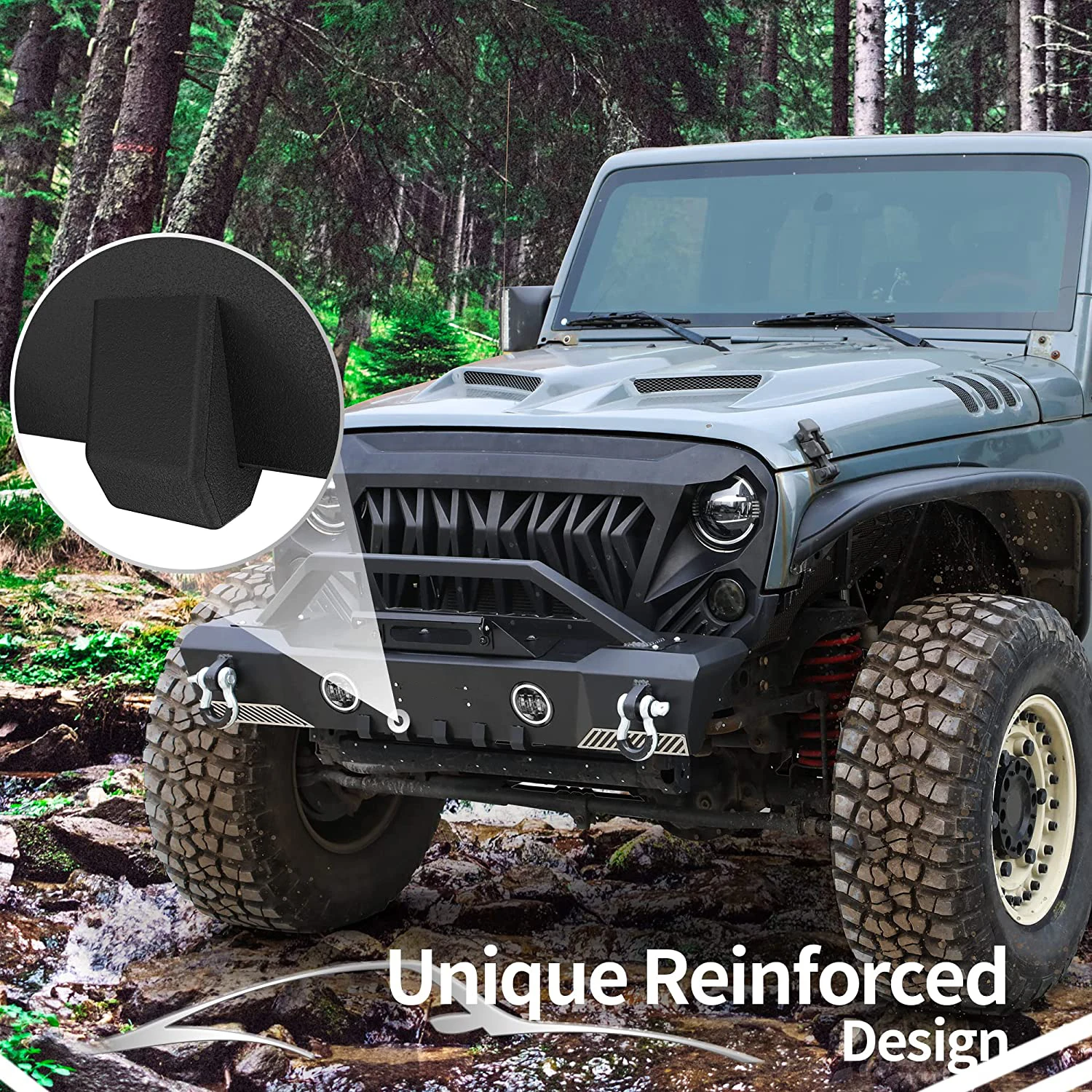 Je-ep Wrangl-er JK JKU Unlimited Off Road Бампер Световое отверстие D-образные кольца Лебедка