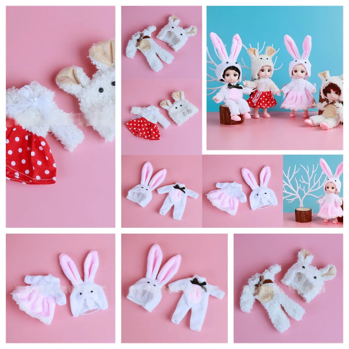 

New Arrived 16cm Doll Clothes for 1/8 Bjd Ob11 Doll Diy Girl Toy Bear Suit Cute Kid Child Birthday Gift Doll Accessories,no Doll