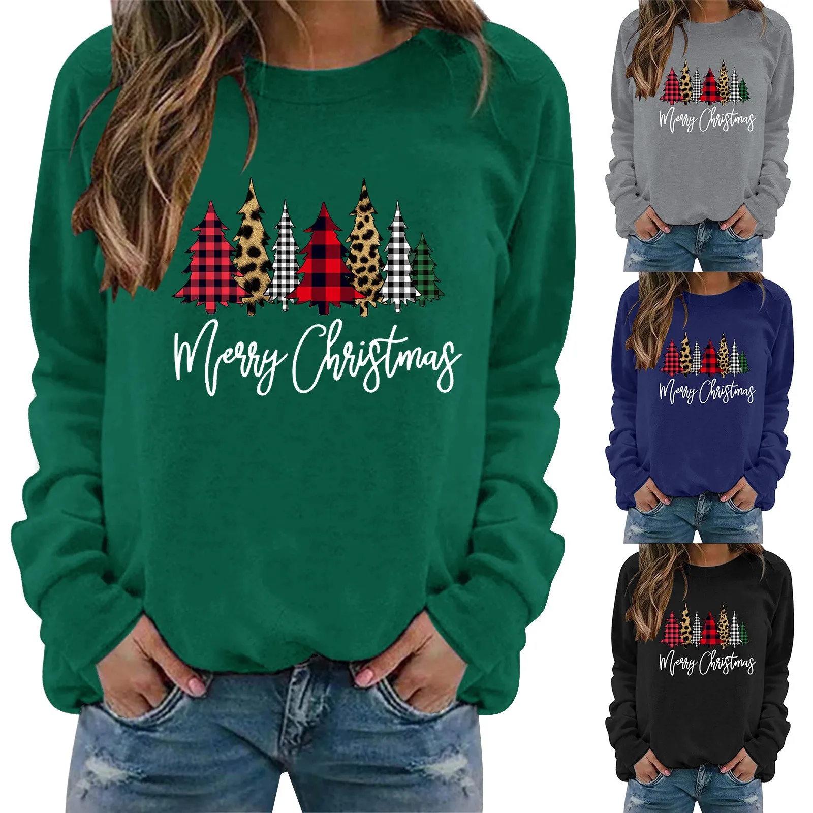 

Christmas Women's Sweatshirt Crew Neck Long Sleeve Christmas Jumper Casual Christmas Sweat Tops