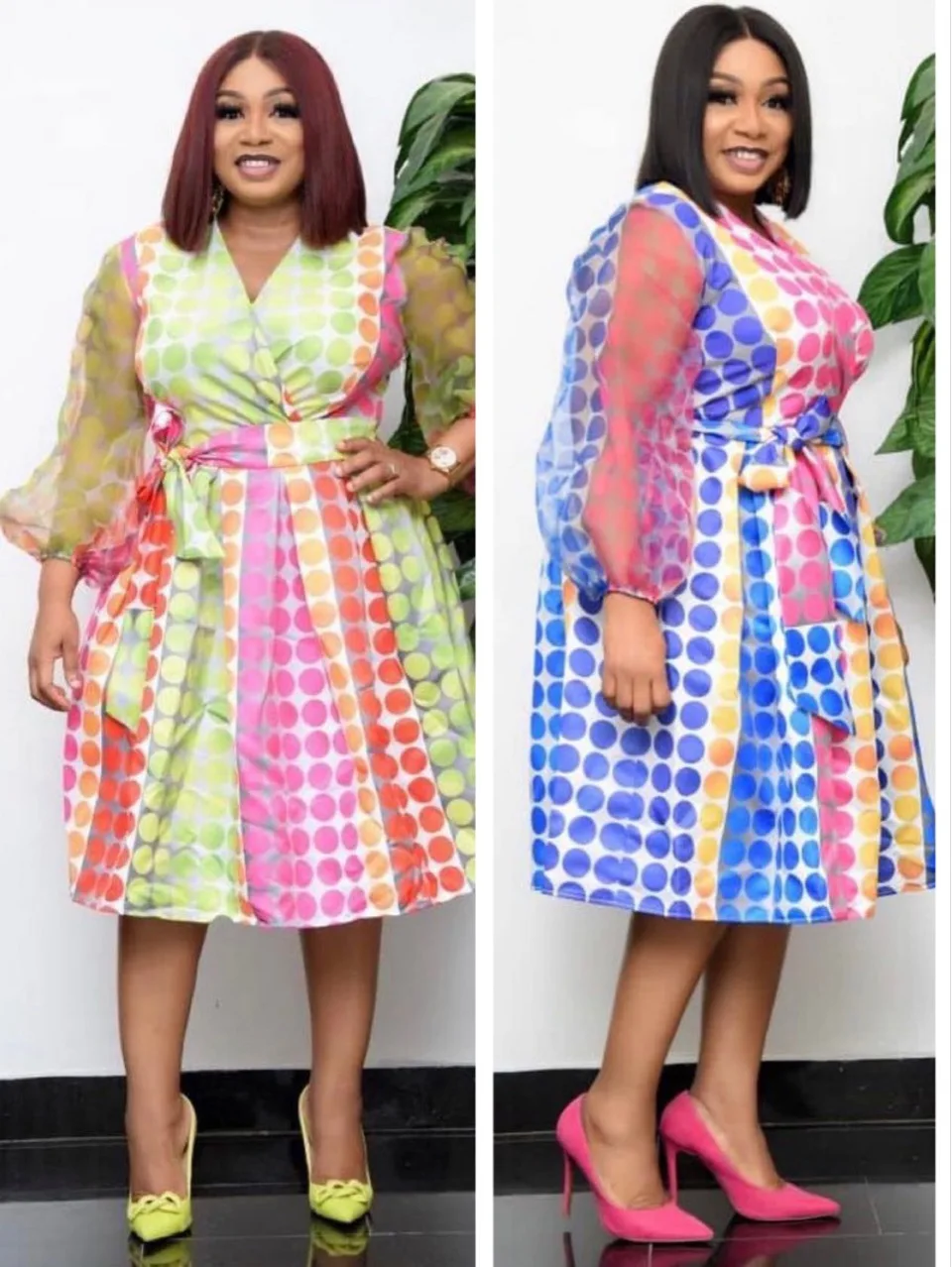 

Летние африканские платья для женщин, африканские женские платья с длинным рукавом, V-образным вырезом, спандекс, платье длиной до колена, аф...