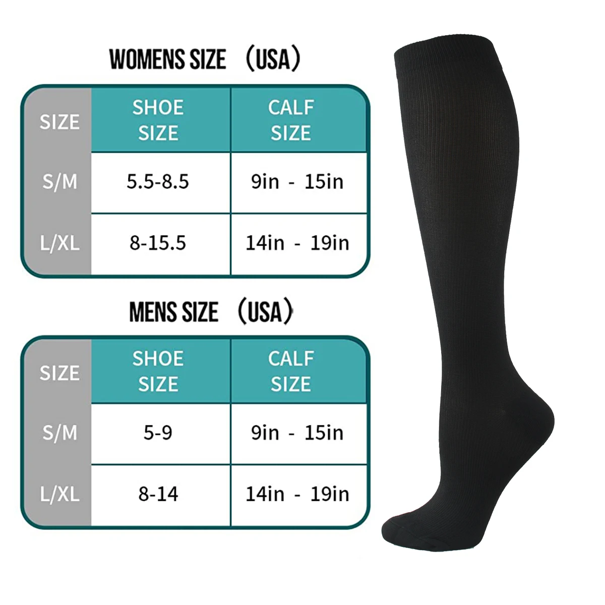Wholesale Nylon Compression Socks Women and Men Knee High 20 MmHg Sports Running Socks Edema Diabetes Varicose Veins Men Socks
