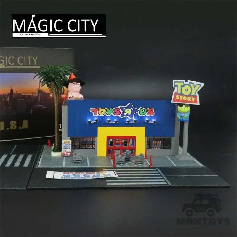 

Magic City 1:64 Led Lighting DioramaAmerican Street Toy Supermarket
