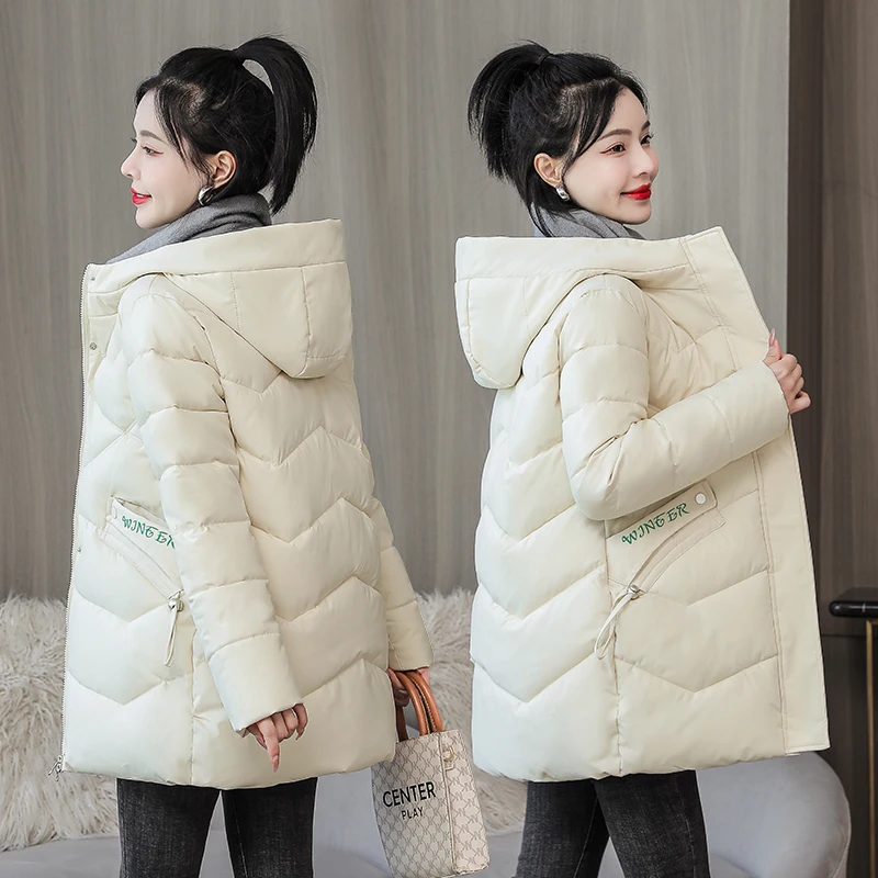 2023 New Winter Jacket Women's Parkas Hooded Overcoat Casual Long Coat Cotton Padded Parka Warm Female Jackets Outwear