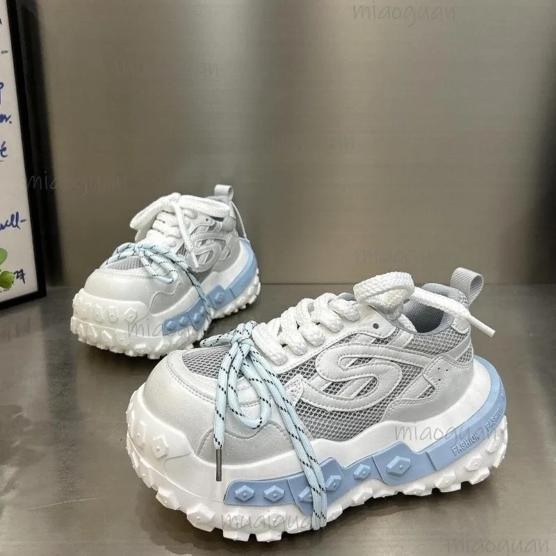 Фото Женские массивные кроссовки на платформе в стиле Dad Sneakers, дышащие, сетчатые, на шнуровке, с толстой подошвой, для уличной моды, повседневные, спортивные, Zapatillas De Mujer №4