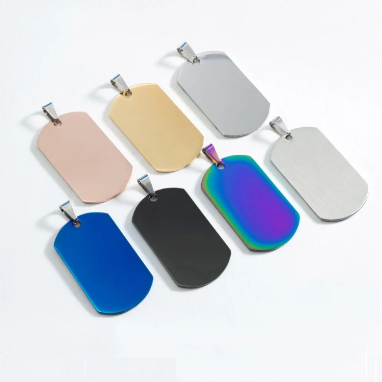 

Stainless Steel Customized Military Dog Tags Blank Charms Engravable Blanks Necklace Pendant Wholesale For Jewelry Making
