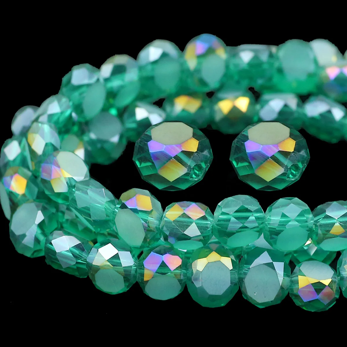 Гreenish-Blue AB Цветной австрийский кристалл Плоские круглые прокладки в форме хлеба