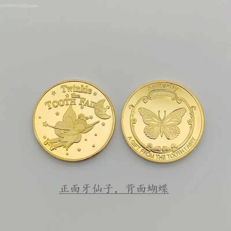 Золотая монета в виде мультяшных зубов позолоченная памятная детский подарок на