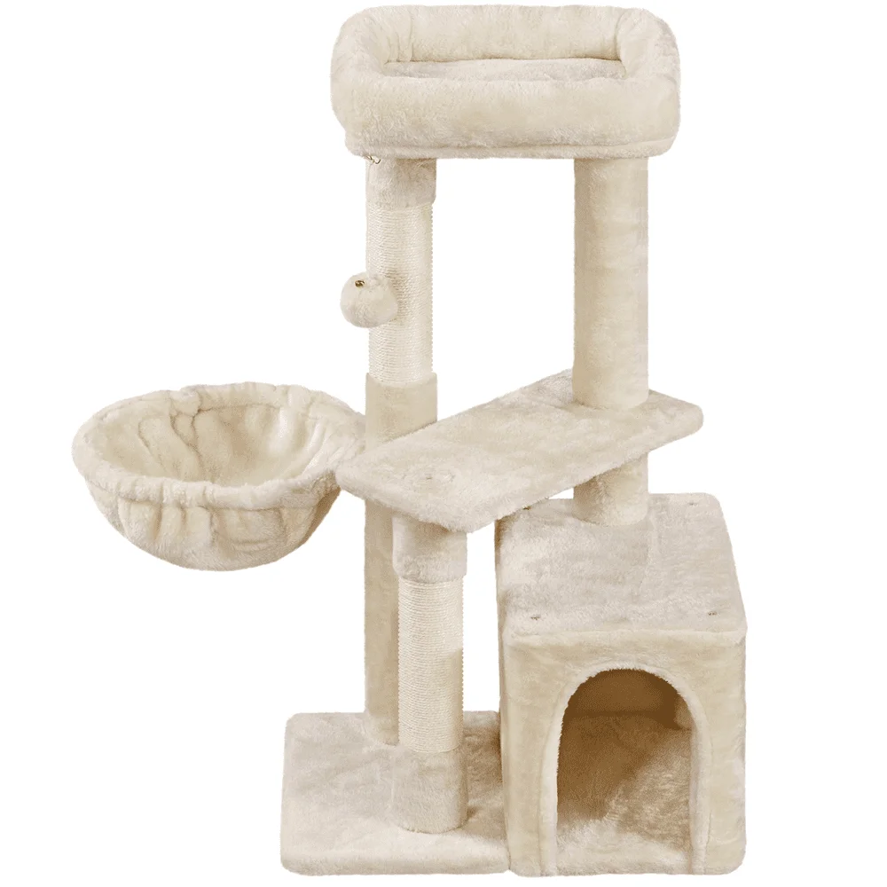 

34.5" H Cat Tree Tower with Condo and Perches, Beige