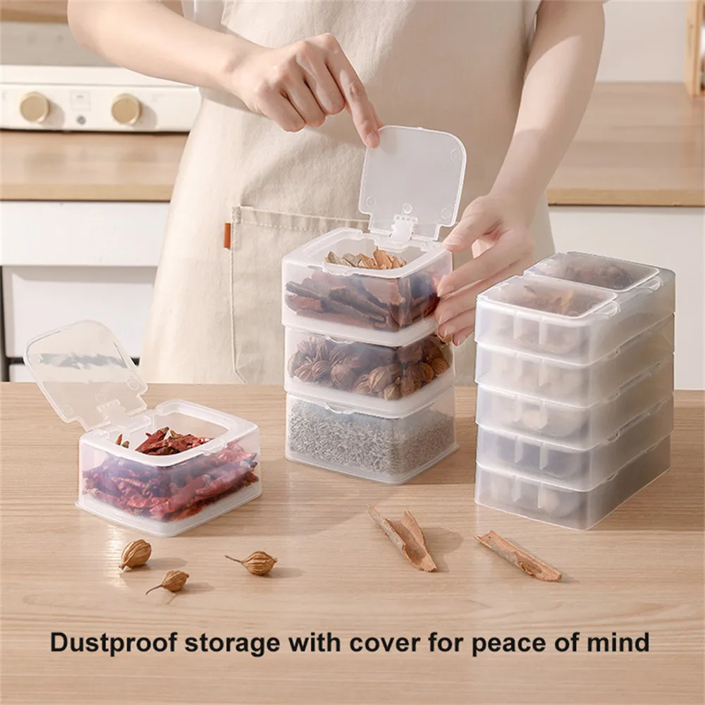 

Transparent Spice Storage Boxes Food Grade Dustproof Dry Pepper Seasoning Container Sub-Package Storage Cases Kitchen Tools