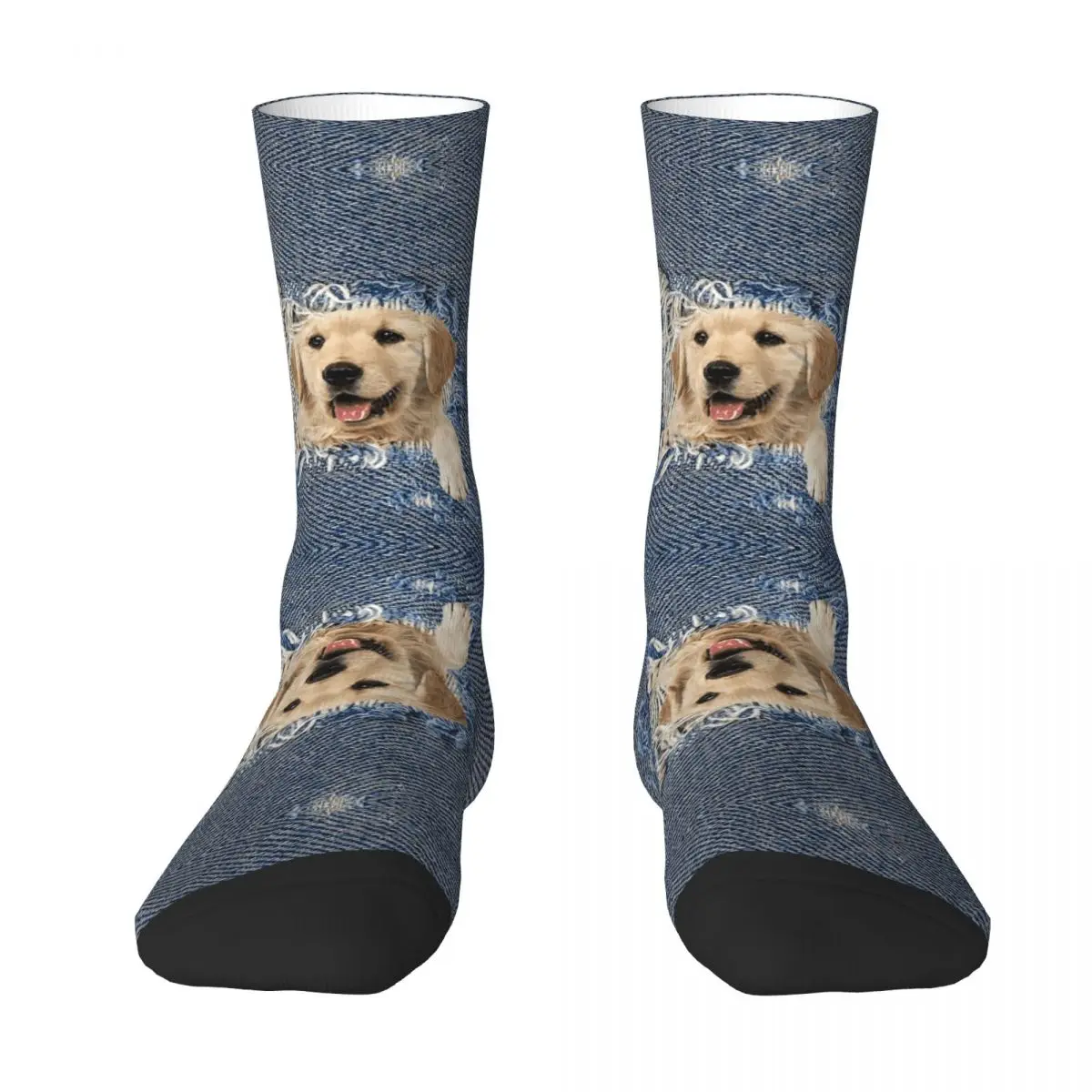 

Golden Retriever In Denim Color contrast socks Drawstring Backpack Elastic Socks Humor Graphic Graphic R92 Stocking