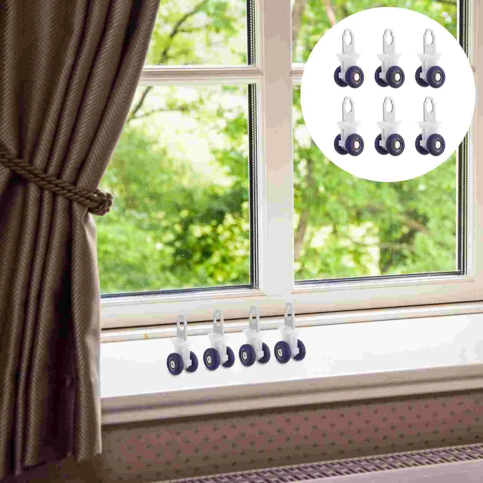 

6pcs Curtain Accessories Curtain Track Gliders Curtain Track Wheels Curtain Track Rollers for Bedroom Housewarming Curtain