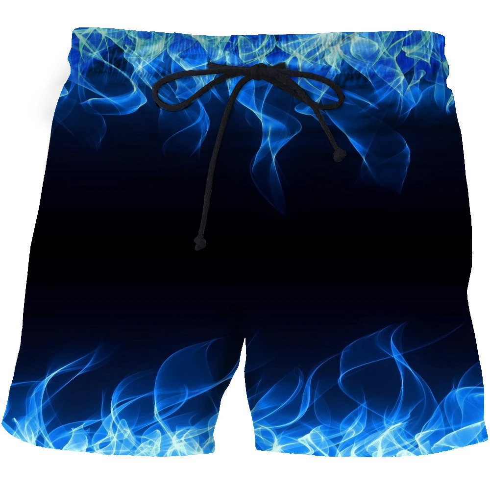 

Мужские пляжные шорты с 3d принтом, быстросохнущие шорты для фитнеса с синим пламенем, шорты с забавным 3d уличным принтом, мода 2021