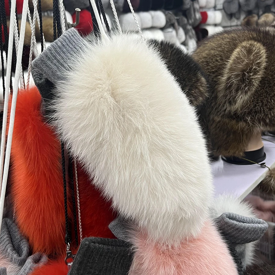 Winter Fur Real Fox Fur Glove Women's Gloves  Fur Gloves Women Winter Warm Glove High Quality Luxury