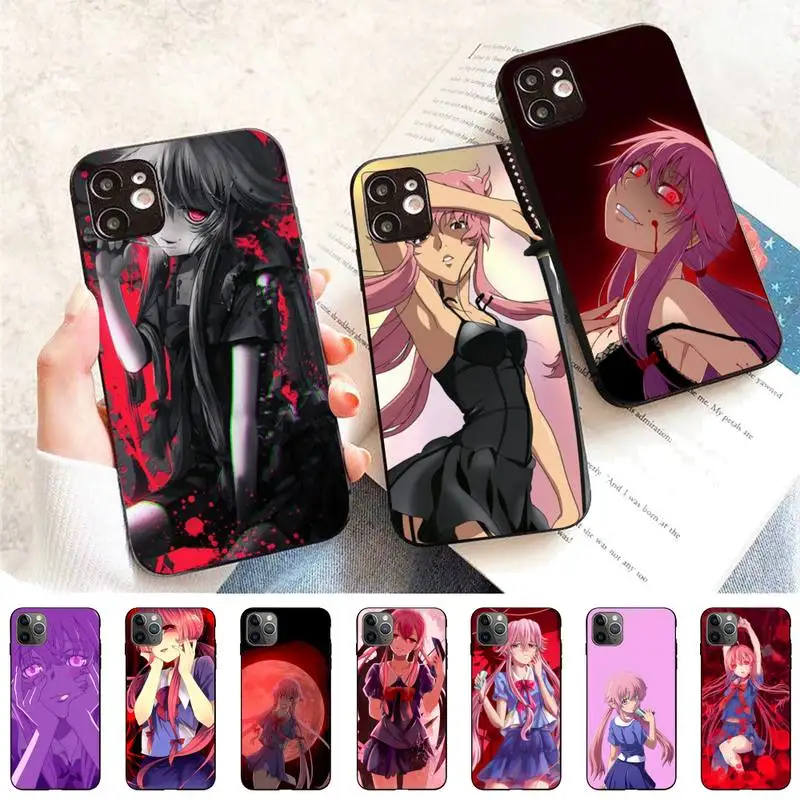 

YNDFCNB Anime Mirai Nikki Future Diary Phone Case for iPhone 11 12 13 Mini Pro Max 8 7 6 6S Plus X 5 SE 2020 XR XS Funda Case