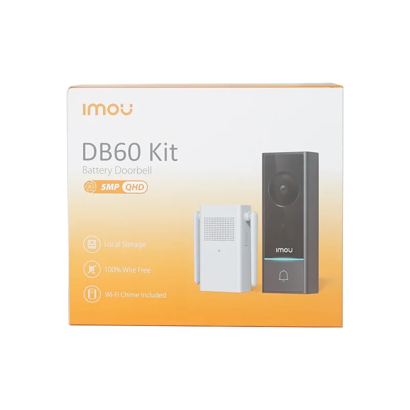 

Dahua IMOU Series DB60-A Kit 5MP Video Doorbell, Wireless Wifi,Rechargeable, Chime, Waterproof Night Vision