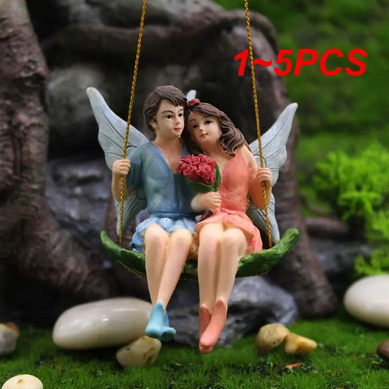 

1~5PCS Romantic Couple Figurines Swing Flower Fairy Garden Micro Landscape Pendant Resin Craft Creative Scene Decoration