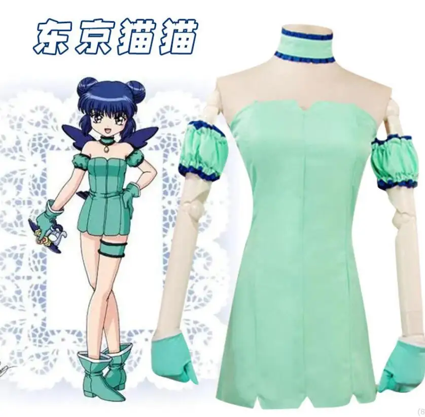 

Anime Tokyo Mew Mew Cosplay Costume Lolita Dress Halloween Gloves Party Cute Girls Dress Outfit