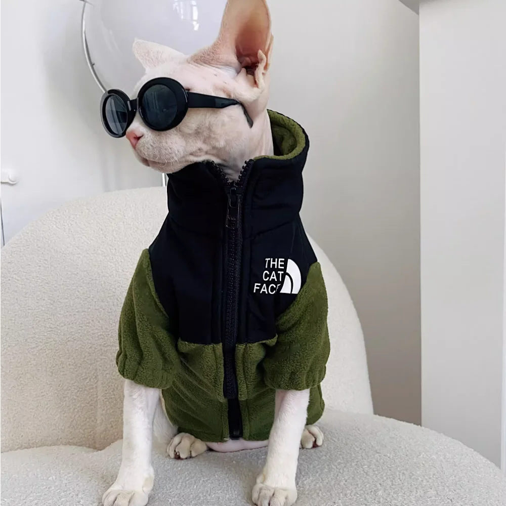 

Winter Pet Cat Warm Coat Waterproof Cat Jacket The Cat Face Fashion Pattern Dog Cat Kitten Costume Reflective Pet Clothes