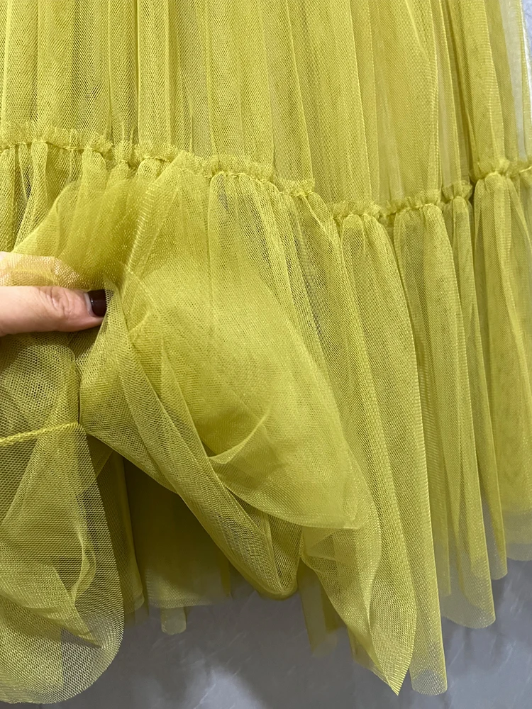 Осенняя Волшебная пышная Макси-юбка из газовой ткани Лоскутная многослойная