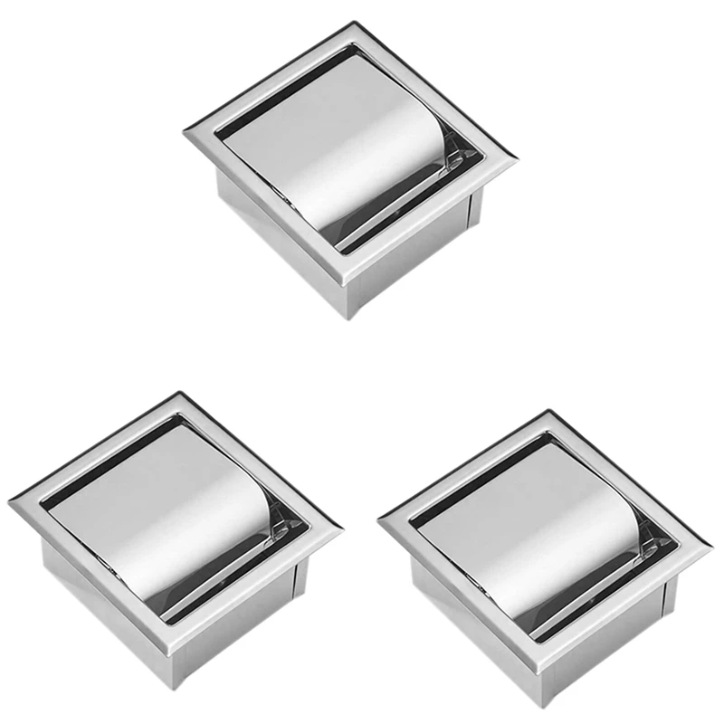 

3X Stainless Steel Recessed Toilet Paper Holder Wall Toilet Paper Holder,Modern Style Toilet Paper Holder