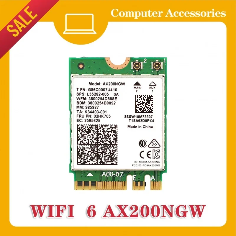 Для AX200 M.2 Bluetooth 5.2 2 4G/5GHz 802. 11ac/ax AX200ngw Wi-Fi-адаптерная антенна беспроводная карта Wi-Fi 6