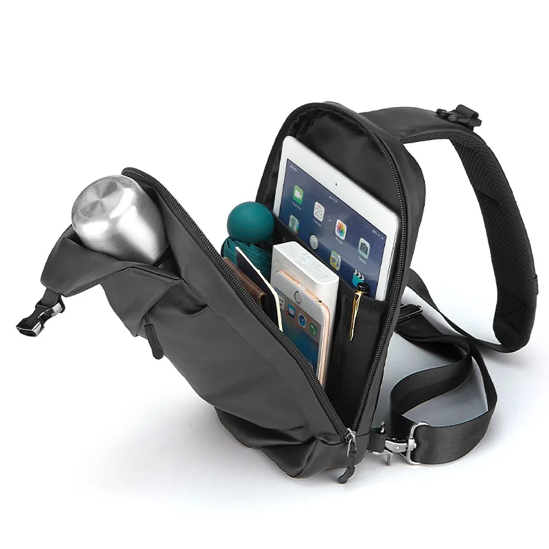New men's chest bag Men's fashion casual single shoulder crossbody bag waterproof microfiber leather small backpack lightweight