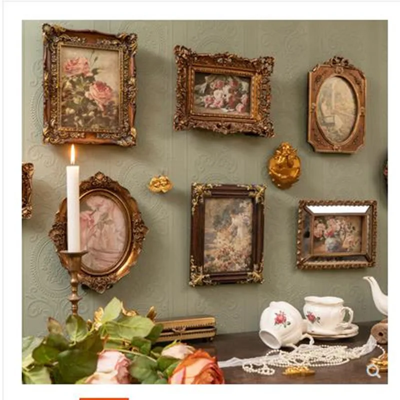 

Vintage relief photo frame, wall decoration souvenir of home store, artistic carving wall hanging, photo wall