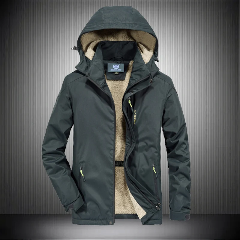 

Men's Plus Velvet Thickening Outdoor Jacket Winter New Fashion Casual Hooded Coat Windproof Warm Cotton Jackets & Coats XXXXL