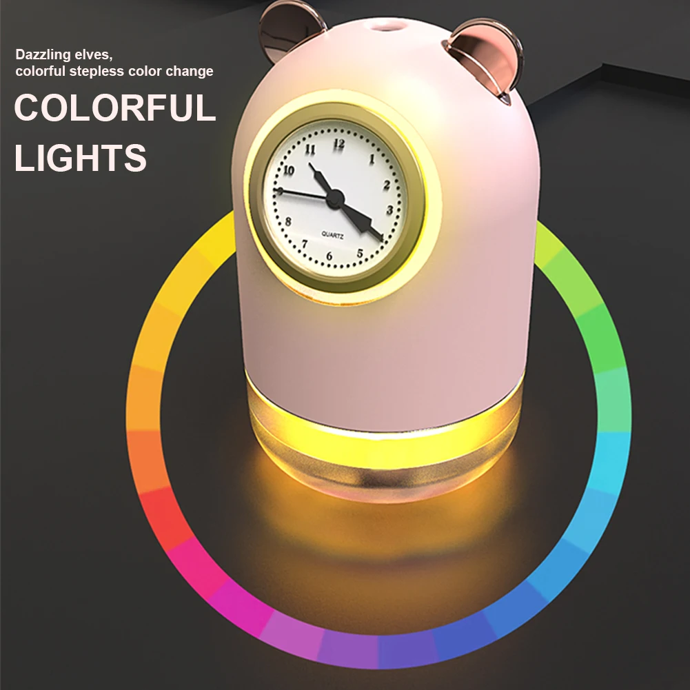 

Ultrasonic Air Humidifier Cute Cat Car Mist Maker with Clock Night Light USB Lamps House Office Spray Essential Oil Diffuser